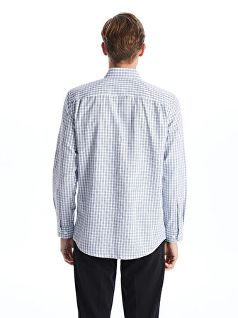 LCWAIKIKI Formal Bej Regular Fit Uzun Kollu Ekose Gabardin Erkek Gömlek