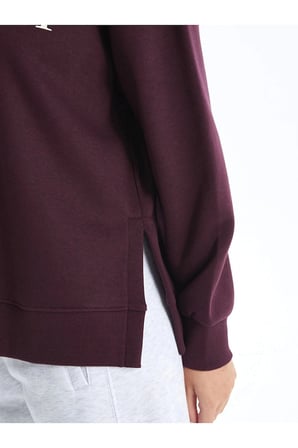 LCW Vision Mürdüm Bisiklet Yaka Baskılı Oversize Kadın Kalın Sweatshirt
