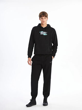 XSIDE Siyah Rahat Kalıp Erkek Kalın Jogger Eşofman Altı