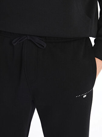 XSIDE Siyah Rahat Kalıp Erkek Kalın Jogger Eşofman Altı