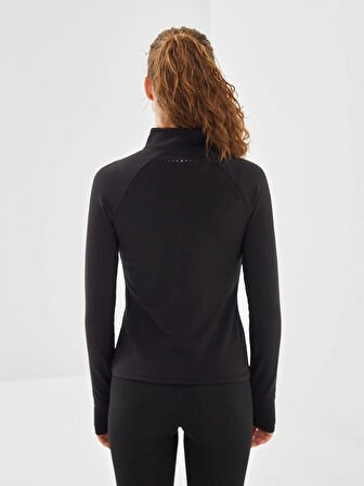 XSIDE ACTIVE SİYAH Dik Yaka Reflektör Baskılı Kadın Spor Tişört