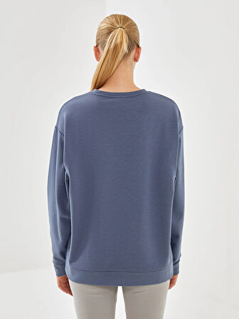 XSIDE ACTIVE İndigo Bisiklet Yaka Oversize Kadın Sweatshirt