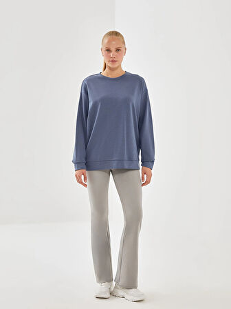 XSIDE ACTIVE İndigo Bisiklet Yaka Oversize Kadın Sweatshirt