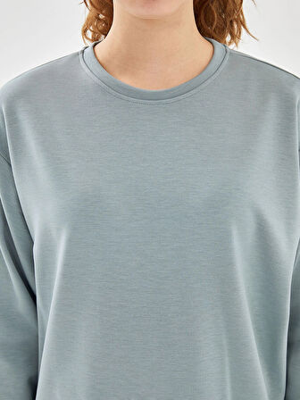 XSIDE ACTIVE Yeşil Bisiklet Yaka Oversize Kadın Sweatshirt