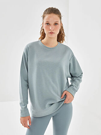 XSIDE ACTIVE Yeşil Bisiklet Yaka Oversize Kadın Sweatshirt