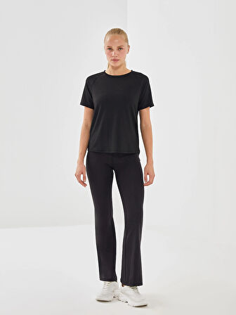 XSIDE ACTIVE Siyah Bisiklet Yaka Reflektör Baskılı Kadın Spor Tişört