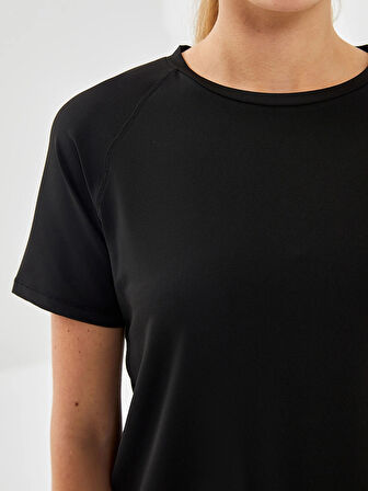 XSIDE ACTIVE Siyah Bisiklet Yaka Reflektör Baskılı Kadın Spor Tişört