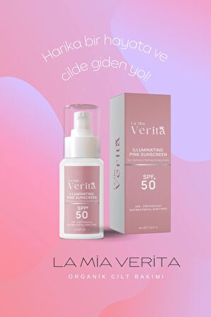 la mia verita Leke Karşıtı ve Cilt Tonu Eşitleyici Pembe Yüz Güneş Koruyucu Krem SPF 50, 50 ml