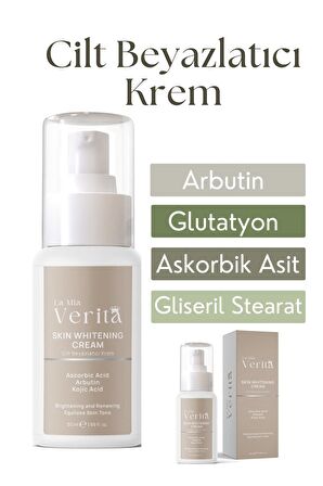 Cilt Beyazlatıcı Aydınlatıcı Glutatyonlu Leke Karşıtı Krem Kolajen, Niacinamide, Kojik Asitli 50 ml