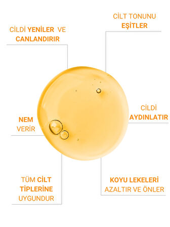 The Vivia Leke Karşıtı Aydınlatıcı C Vitamini Serum Glutatyon, %20 Askorbik Asit, %5 Ferulik Asit 30 ml