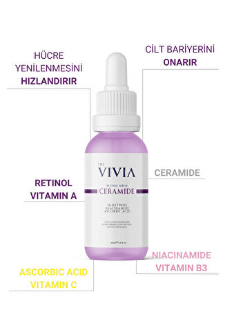 The Vivia Kırışıklık, İnce Çizgi Ve Yaşlanma Karşıtı Retinol Serum Askorbik Asit, Retinol, Seramid 30 ml