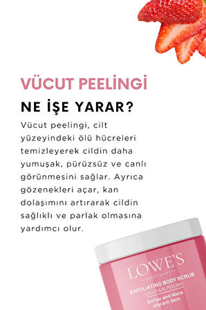Çilek & Hindistan Cevizi Özlü Nemlendirici ve Arındırıcı Vücut Peelingi 275 gr
