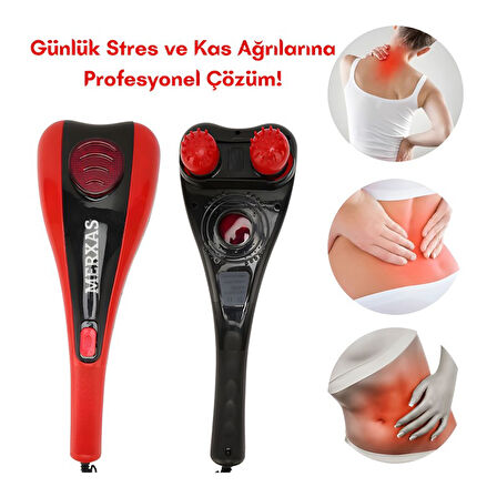 Merxas SL-222A Kırmızı Çift Başlıklı Paletli Masaj Aleti Sırt Bacak Kol Tüm Vücut Masaj Cihazı