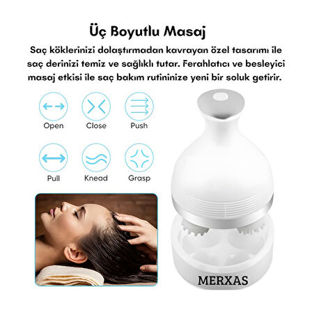 Merxas Mavi KK-11 Rahatlatıcı Saç Derisi Masaj Aleti Baş ve Vücut Masaj Cihazı Anti-Stres