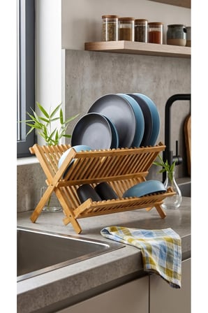  bambu bulaşıklık katlanabilir i̇ki katlı ahşap tabaklık 38x25x28 cm