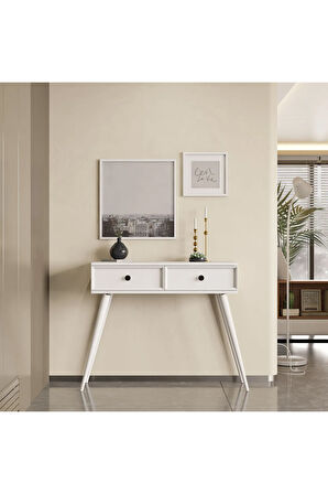 6021 LUNA (AHŞAP AYAKLI) MDF PROFİL ÇERÇEVELİ 2 ÇEKMECELİ DRESUAR BEYAZ