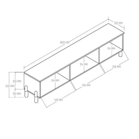 4090 Napoli 180 Cm (Membran MDF Kapaklı) Bohem Tv Ünitesi Sepet - Beyaz