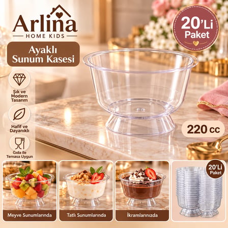 Arlina Home Kids 220 cc Ayaklı Sunum Kasesi 20'li Paket