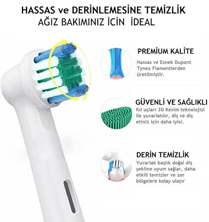 OralGood Elektrikli Diş Fırçası Başlıkları Oral-B ile uyumlu Yedek Başlık 4'lü Paket Medium Sof