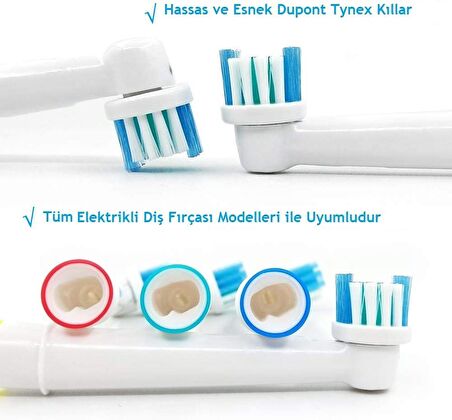 OralGood Elektrikli Diş Fırçası Başlıkları Oral-B ile uyumlu Yedek Başlık 4'lü Paket Medium Sof