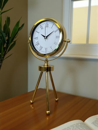 Saray Zarafeti Gold Tripod Üç Ayaklı Metal Masa Saati