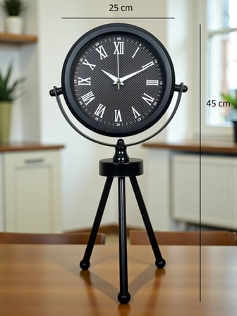 Pi time Siyah Zarif Dekoratif Üç Ayaklı Metal Masa Saati