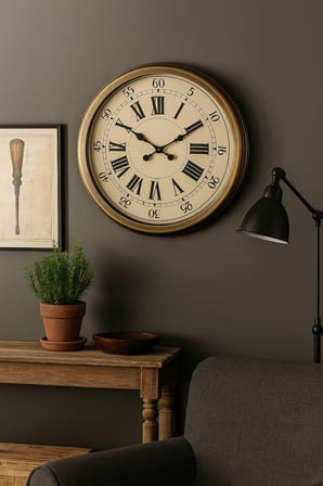 60 cm Eskitme Metal Eskitme Kadran Duvar Saati