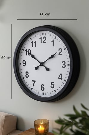 60 cm Siyah Metal Duvar Saati