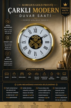 Aurelius Gold 60 cm Çarklı Duvar Saati (C-6054G)