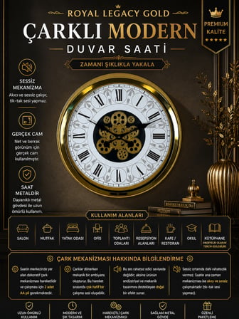 Royal Legacy Gold 60 cm Çarklı Duvar Saati