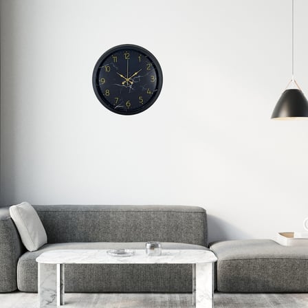 Siyah 40 cm Mermer Desenli Metal Duvar Saati