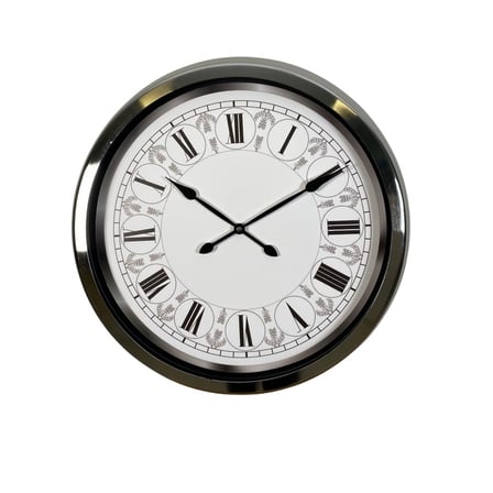 Krom Desenli 60 x 60 cm Metal Duvar Saati