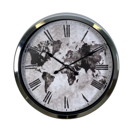 Silver Legacy World 60 x 60 cm Metal Duvar Saati