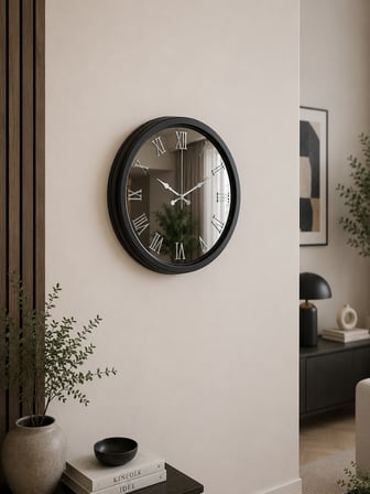 Siyah Imperial Aynalı 40 x 40 cm Duvar Saati