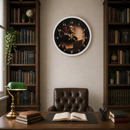 Beyaz Büyük Miras 40 x 40 cm Metal Atatürk Duvar Saati