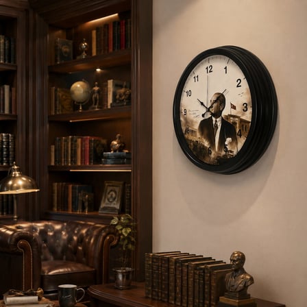 Cumhuriyet Mirası Siyah 40 x 40 Cm Metal Duvar Saati