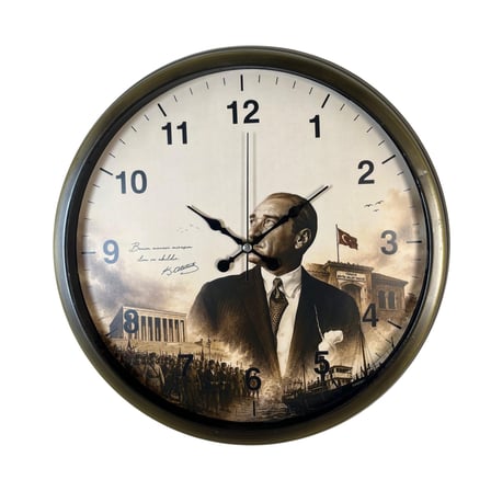 Cumhuriyet Hatırası Eskitme 40 x 40 Cm Metal Duvar Saati