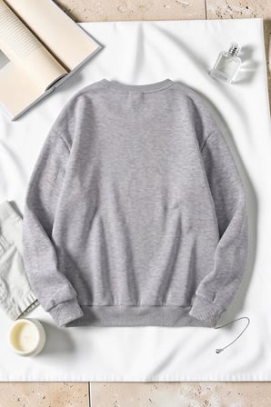 Unisex Paris Baskılı Bisiklet Yaka Sweatshirt