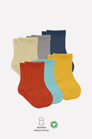 Bistyle Colors 6lı Penye Düz Soket Çorap BS6000 Kiremit