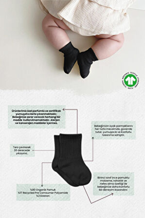 Bistyle 6lı Penye Bebek Çorabı 6018 Siyah