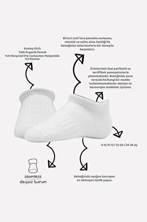 Bistyle 6lı Basic Sneakers Soket Çorap 6108 Beyaz