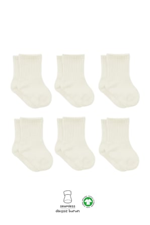 Bistyle 6'lı Basic Penye Soket Çorap 10101 Ekru