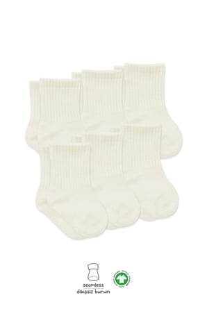 Bistyle 6'lı Basic Penye Soket Çorap 10101 Ekru