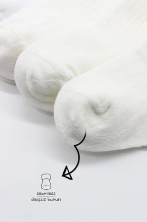 Bistyle 6'lı Basic Penye Soket Çorap 10101 Ekru
