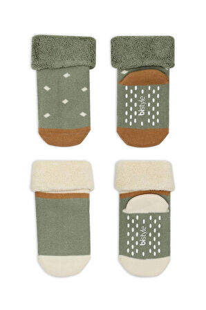 Bistyle Puanlı Kaymaz Havlu Soket Çorap 2'Li BS10502 Nil