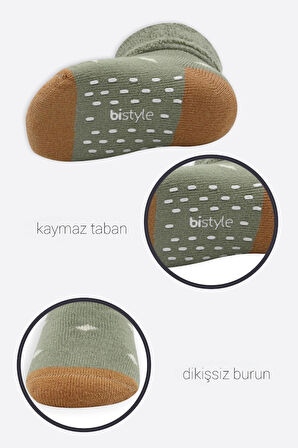 Bistyle Puanlı Kaymaz Havlu Soket Çorap 2'Li BS10502 Nil