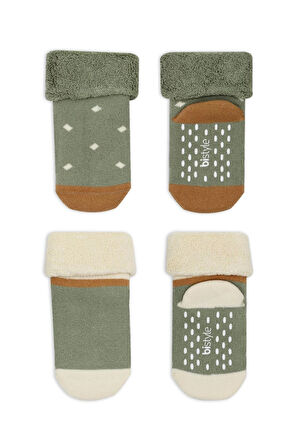 Bistyle Puanlı Kaymaz Havlu Soket Çorap 2'Li BS10502 Nil