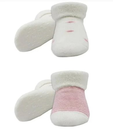 Bistyle Organik Çorap Soket Havlu 2li Kaymaz Çemberli Kıvrık Puanlı  Pudra - Ekru 12-24