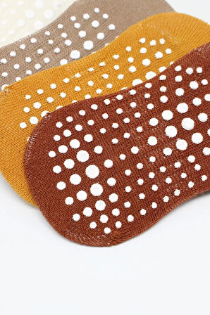 6'lı Sneakers Kaymaz Penye Çorap Bs20102 Toprak