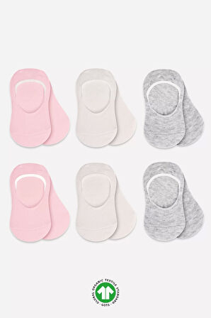 6'lı Silikonlu Babet Penye Çorap Bs30101b Pembe Ekru Gri